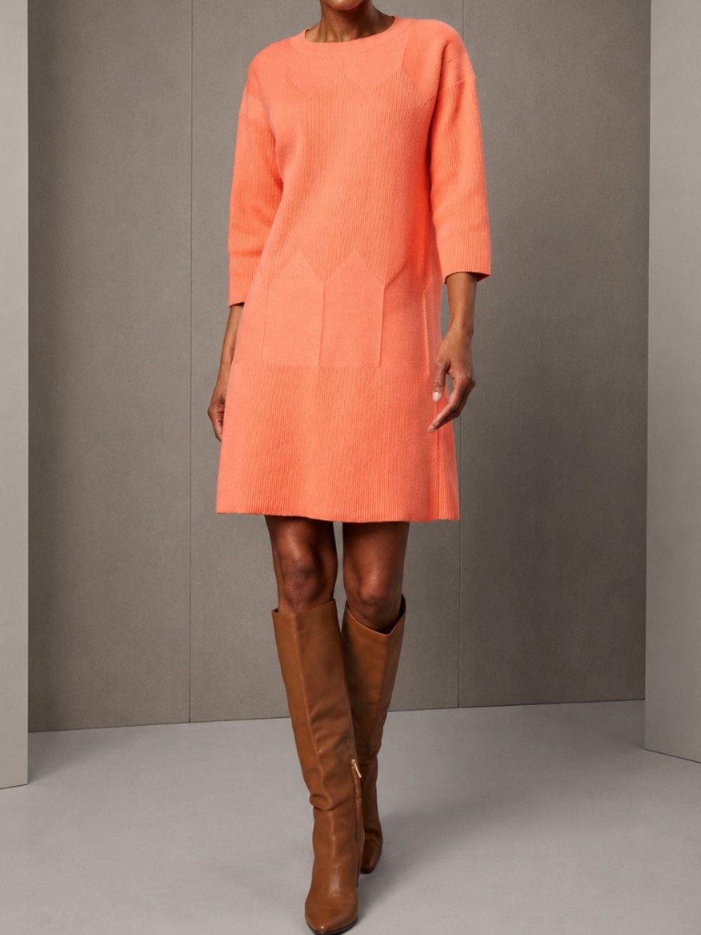NWT Carlisle Collection Orange Cotton Cashmere Knit Sweater Dress Size S